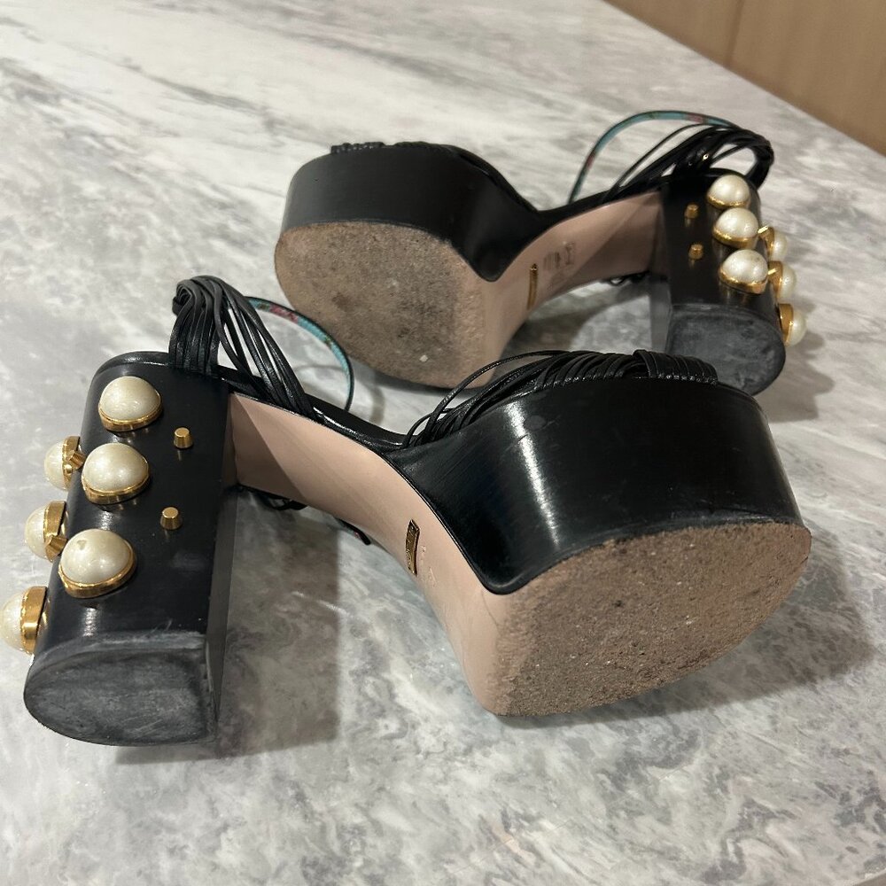 Gucci Black Platform Shoes with Gold Accents - Picture 6 of 7
